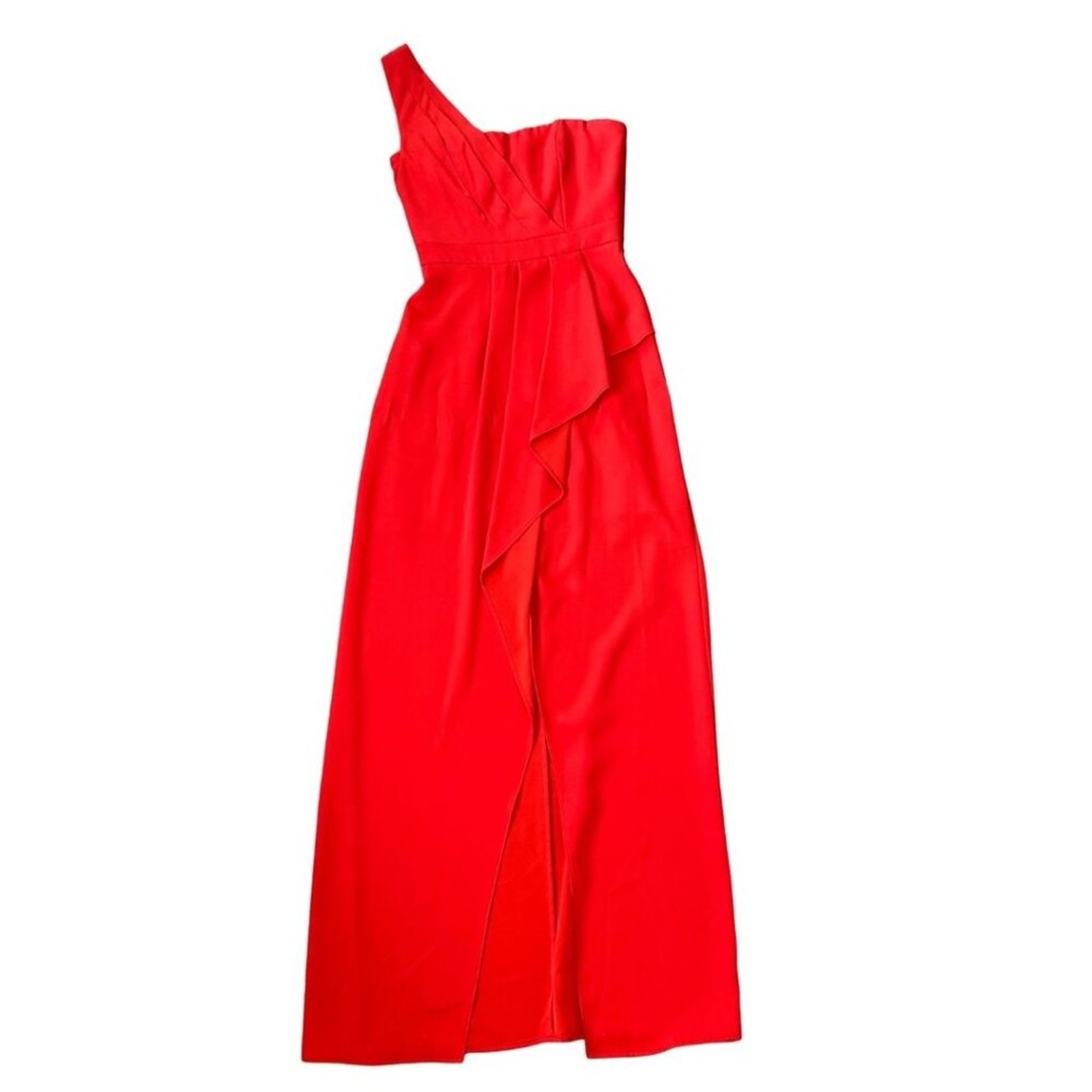 Bcbg Maxazria One Shoulder Long Dress Red 0